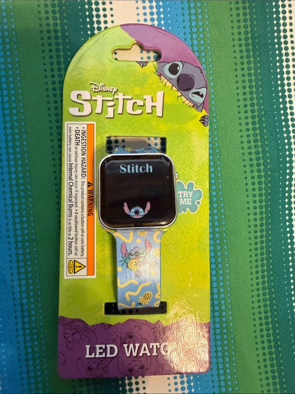 Disney Stitch LED Kids Watch - Blue & Green